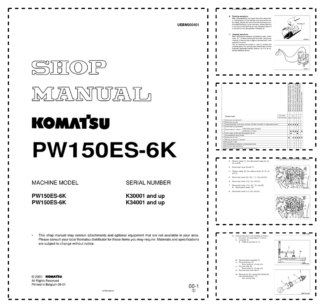 Komatsu PW150ES-6K Wheeled Excavator Workshop Manual SN K30001 K34001 and UP