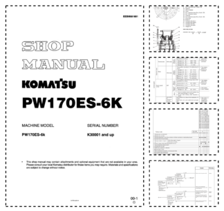 Komatsu PW170ES-6K Wheeled Excavator Workshop Manual SN K30001 and UP EEBM001601