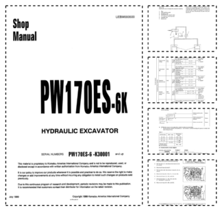 Komatsu PW170ES-6K Wheeled Excavator Workshop Manual SN K30001 and UP UEBM000500