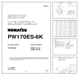 Komatsu PW170ES-6K Wheeled Excavator Workshop Manual SN K32001 K34001 and UP UEBM000401