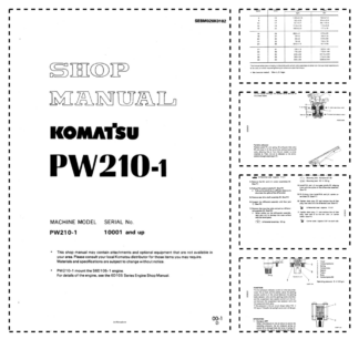 Komatsu PW210-1 Wheeled Excavator Workshop Manual SN 10001 and UP
