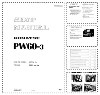 Komatsu PW60-3 Wheeled Excavator Workshop Manual SN 2001 and UP