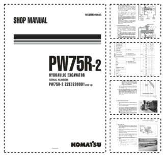 Komatsu PW75R-2 Wheeled Excavator Workshop Manual SN 22E0200001 and UP