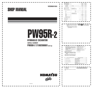 Komatsu PW95R-2 Wheeled Excavator Workshop Manual SN 21D0200001 and UP