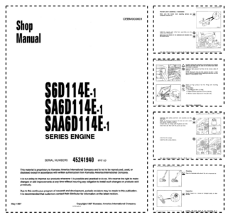 Komatsu S6D114E-1 SA6D114E-1 SAA6D113E-1 Series Diesel Engine Workshop Manual SN 45241940 and UP