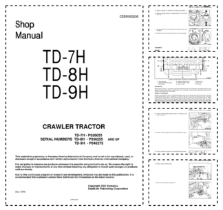 Komatsu TD-7H TD-8H TD-9H Crawler Tractor Workshop Manual