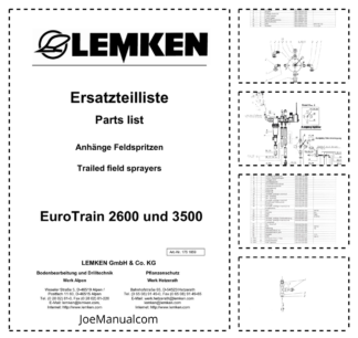 Lemken EuroTrain 2600 3500 Trailed Sprayer Parts Catalog