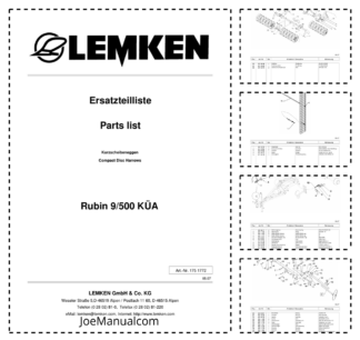 Lemken Rubin 9 500 KUA Compact Disc Harrow Parts Catalog