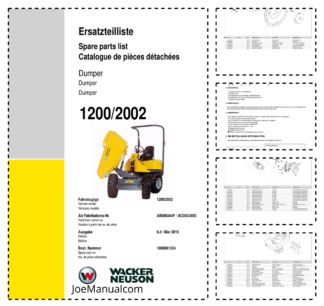 Wacker Neuson 1200 2002 Dumper Parts Catalog SN from AB000034F AC000345S v5.4