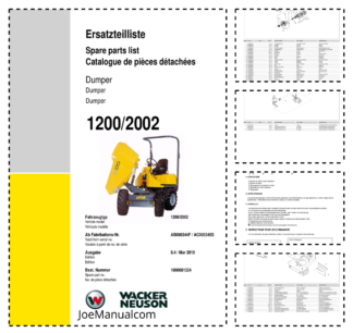 Wacker Neuson 1200 2002 Dumper Parts Catalog