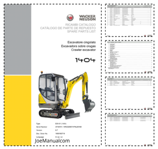 Wacker Neuson 1404 Excavator Parts Catalog SN from AF00761 00160 v8.7