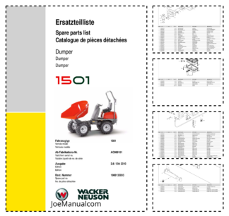Wacker Neuson 1501 Dumper Parts Catalog SN from AC00101 v2.6