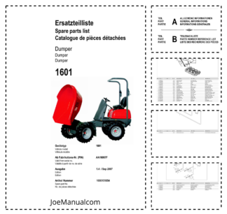 Wacker Neuson 1601 Dumper Parts Catalog SN from AA16007F v1.4