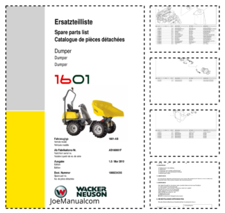 Wacker Neuson 1601 Dumper Parts Catalog SN from AB160001F v1.5