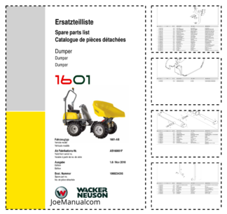 Wacker Neuson 1601 Dumper Parts Catalog SN from AB160001F v1.6