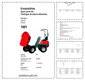 Wacker Neuson 1601 Dumper Parts Catalog
