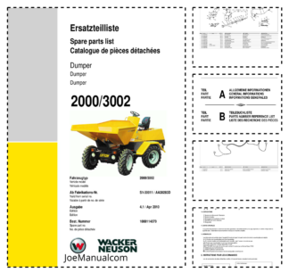 Wacker Neuson 2000 3002 Dumper Parts Catalog SN from S1-30011 AA30283D v4.1