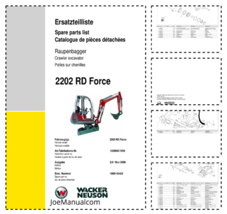 Wacker Neuson 2202 RD FORCE Excavator Parts Catalog SN from 1339000 1998 v2.0