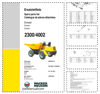 Wacker Neuson 2300 4002 Dumper Parts Catalog S05-40032 AA40049D v2.2