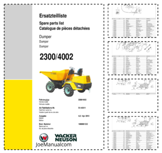 Wacker Neuson 2300 4002 Dumper Parts Catalog SN from S1-40011 v4.2