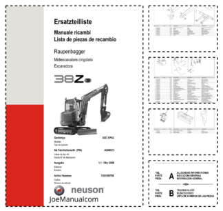 Wacker Neuson 38Z3 EPA3 Excavator Parts Catalog SN from AG00573 v1.1