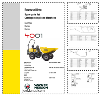 Wacker Neuson 4001 Dumper Parts Catalog SN from AB41192 AC35493 EA01303 v2.9