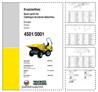 Wacker Neuson 4501 5001 Dumper Parts Catalog SN from AA45001D v3.5