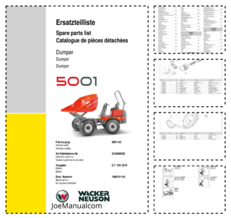Wacker Neuson 5001 Dumper Parts Catalog SN from AC450002D v2.7
