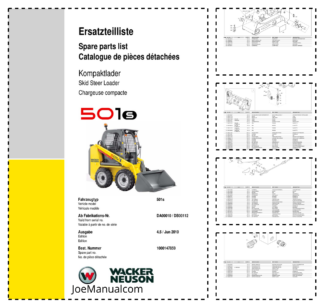 Wacker Neuson 501S Skid Steer Loader Parts Catalog SN from DA00010 DB00112 v4.5