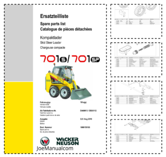 Wacker Neuson 701S SP Skid Steer Loader Parts Catalog SN from DA00013 DB00112 v3.5