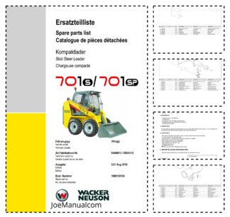 Wacker Neuson 701S SP Skid Steer Loader Parts Catalog