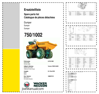 Wacker Neuson 750 1002 Dumper Parts Catalog