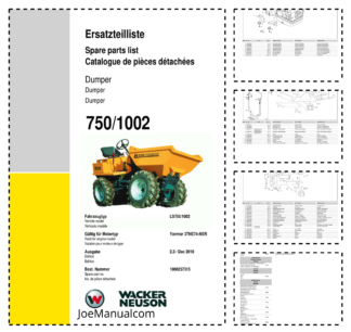 Wacker Neuson 750 1002 Dumper with Yanmar 3TNE74-NSR Engine Parts Catalog