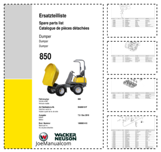 Wacker Neuson 850 Dumper Parts Catalog