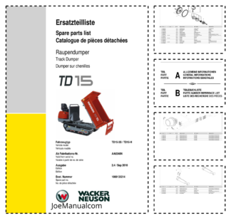 Wacker Neuson TD15-3S TD15-H Dumper Parts Catalog SN from AA0240N v2.4
