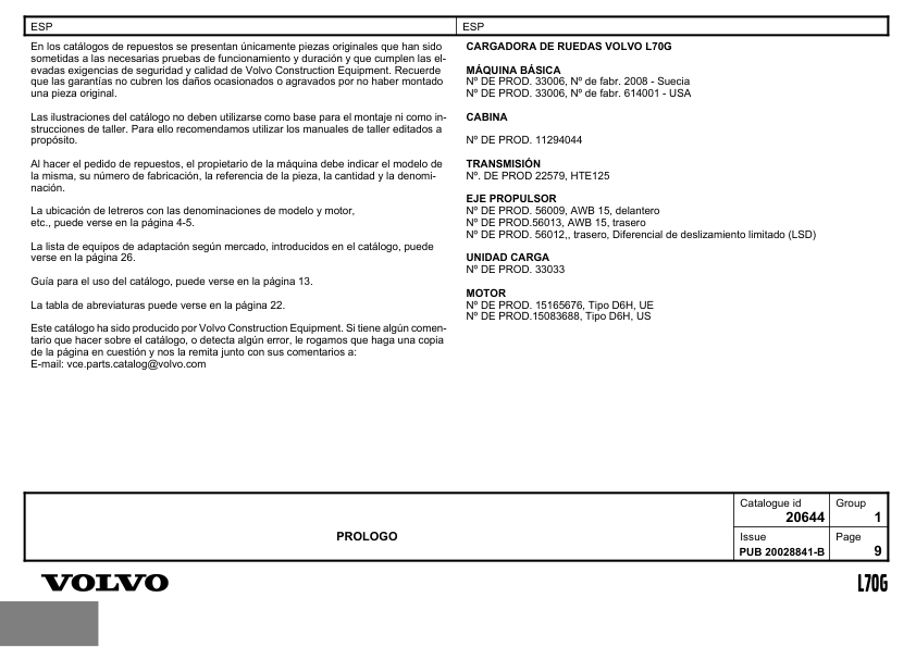 VOLVO L70G Wheel Loader Parts Catalog - Image 12