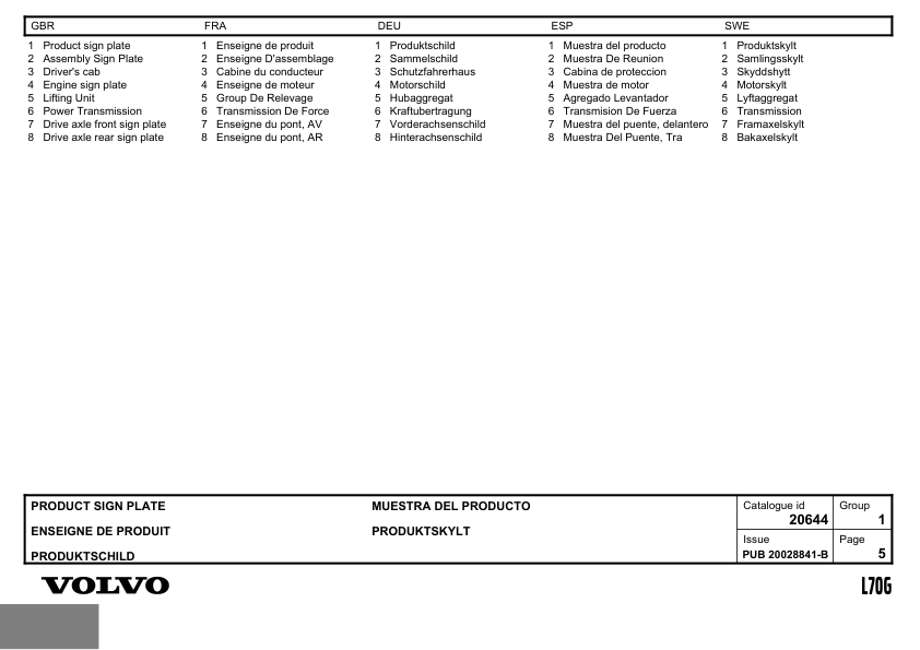 VOLVO L70G Wheel Loader Parts Catalog - Image 8