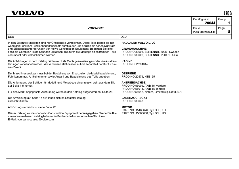 VOLVO L70G Wheel Loader Parts Catalog - Image 11