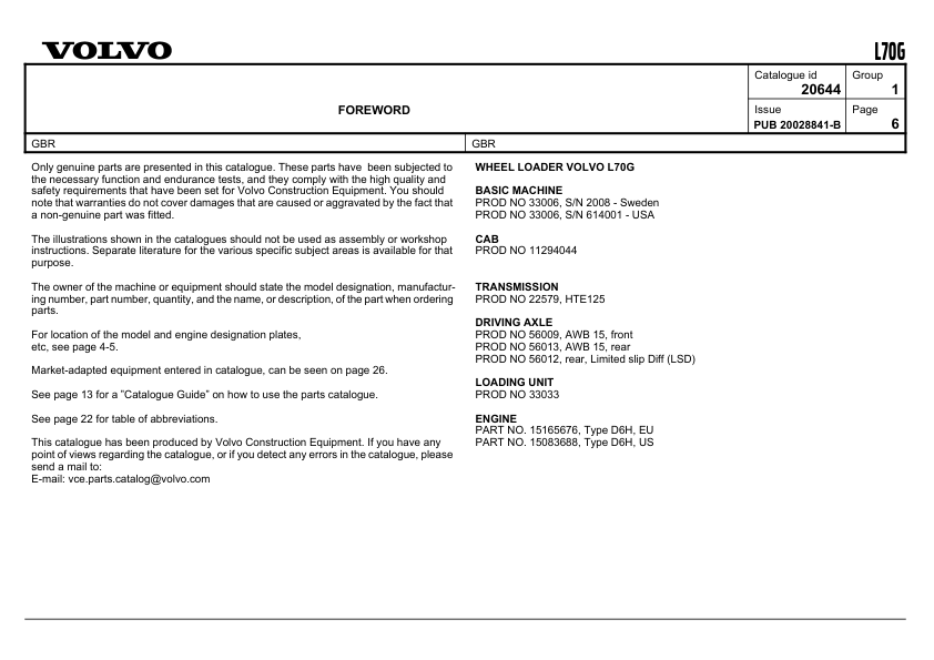 VOLVO L70G Wheel Loader Parts Catalog - Image 9