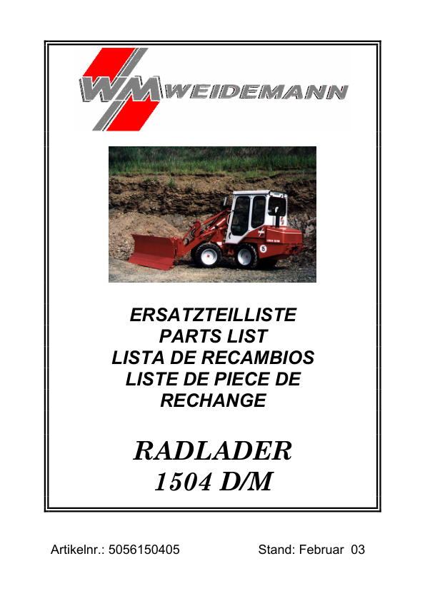 WEIDEMANN 1504 DM Wheel Loader Parts Catalog - Image 2