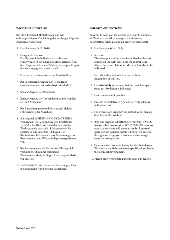 WEIDEMANN 1504 DM Wheel Loader Parts Catalog - Image 3