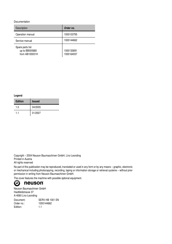 Wacker Neuson 1001 Dumper Service Manual v1.1 - Image 3
