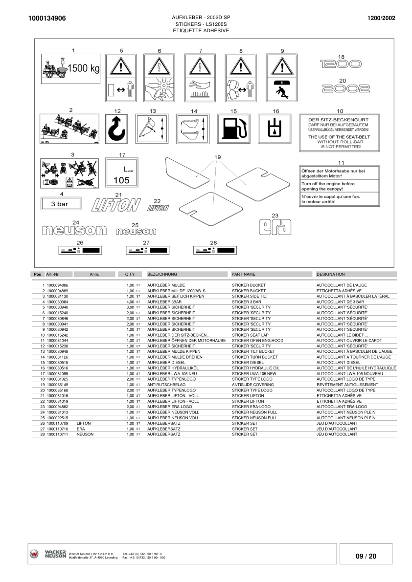Wacker Neuson 1200 2002 Dumper Parts Catalog SN from AB000344F AC000345S v5.4 - Image 10