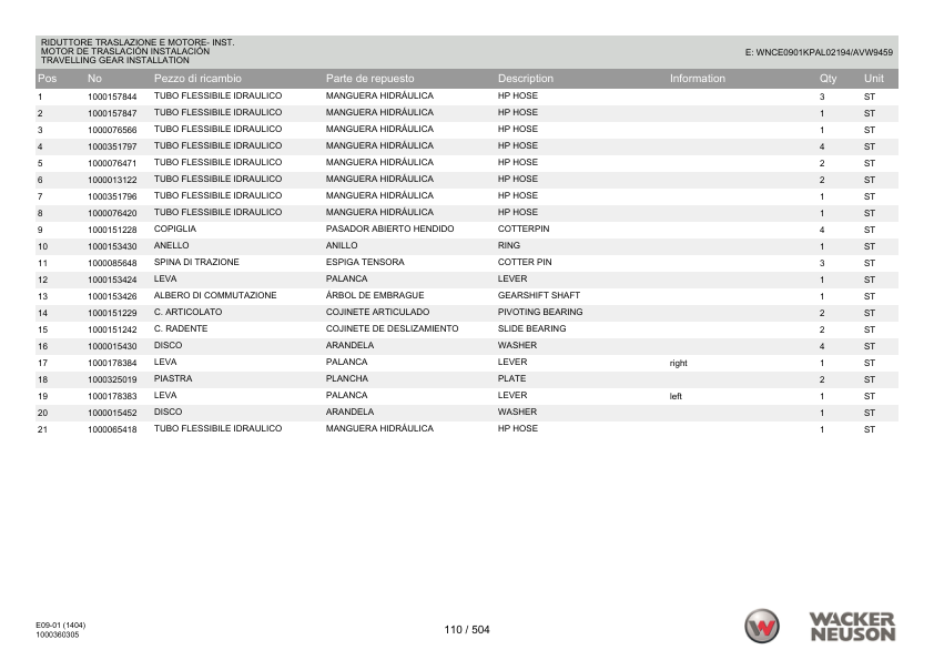 Wacker Neuson 1404 Excavator Parts Catalog SN from AF00761 00160 v8.7 - Image 14