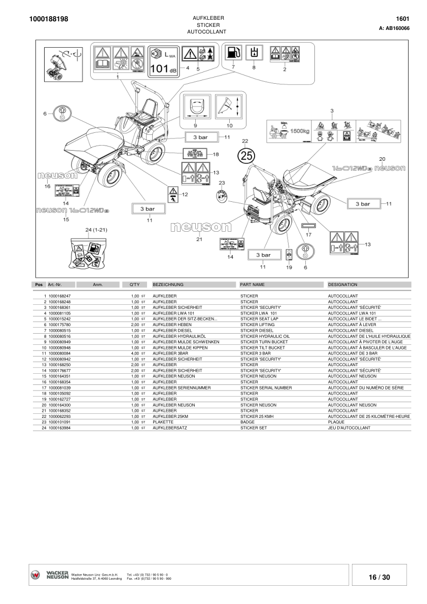 Wacker Neuson 1601 Dumper Parts Catalog SN from AB160001F v1.5 - Image 11