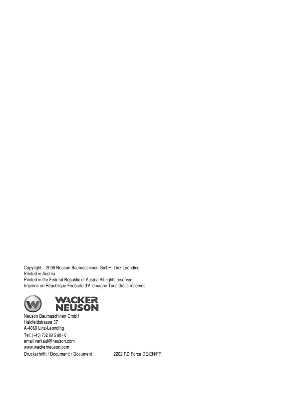 Wacker Neuson 2202 RD FORCE Excavator Parts Catalog SN from 1339000 1998 v2.0 - Image 15