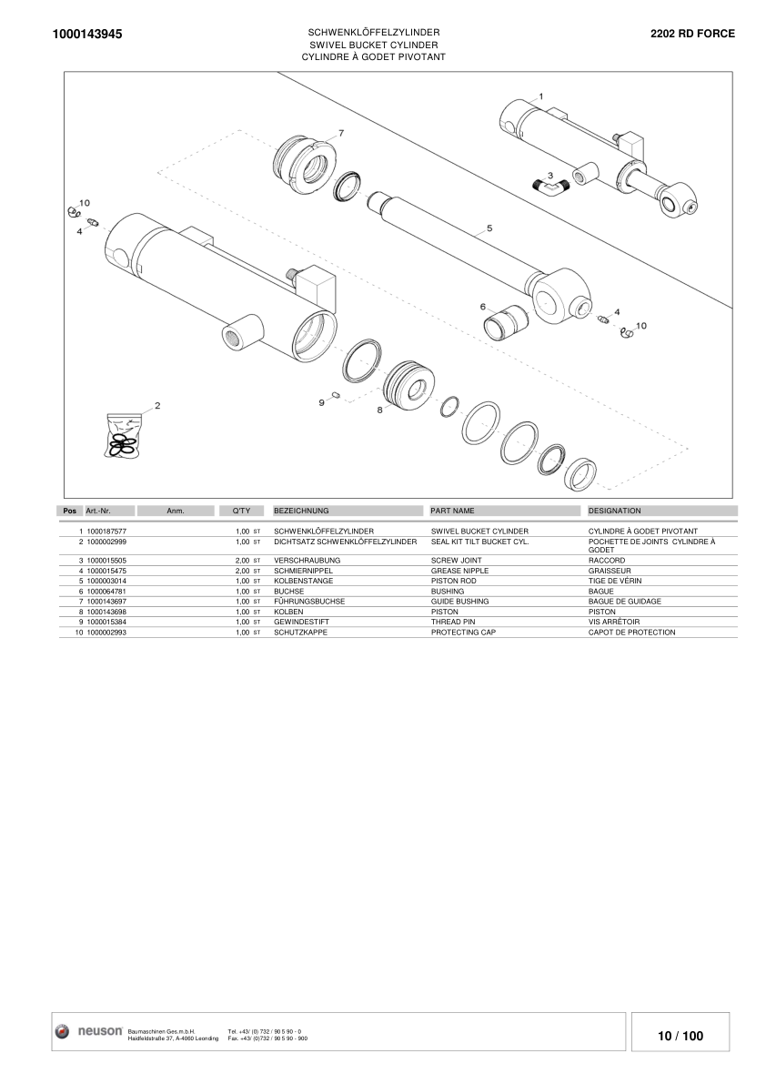 Wacker Neuson 2202 RD FORCE Excavator Parts Catalog SN from 1339000 1998 v2.0 - Image 14