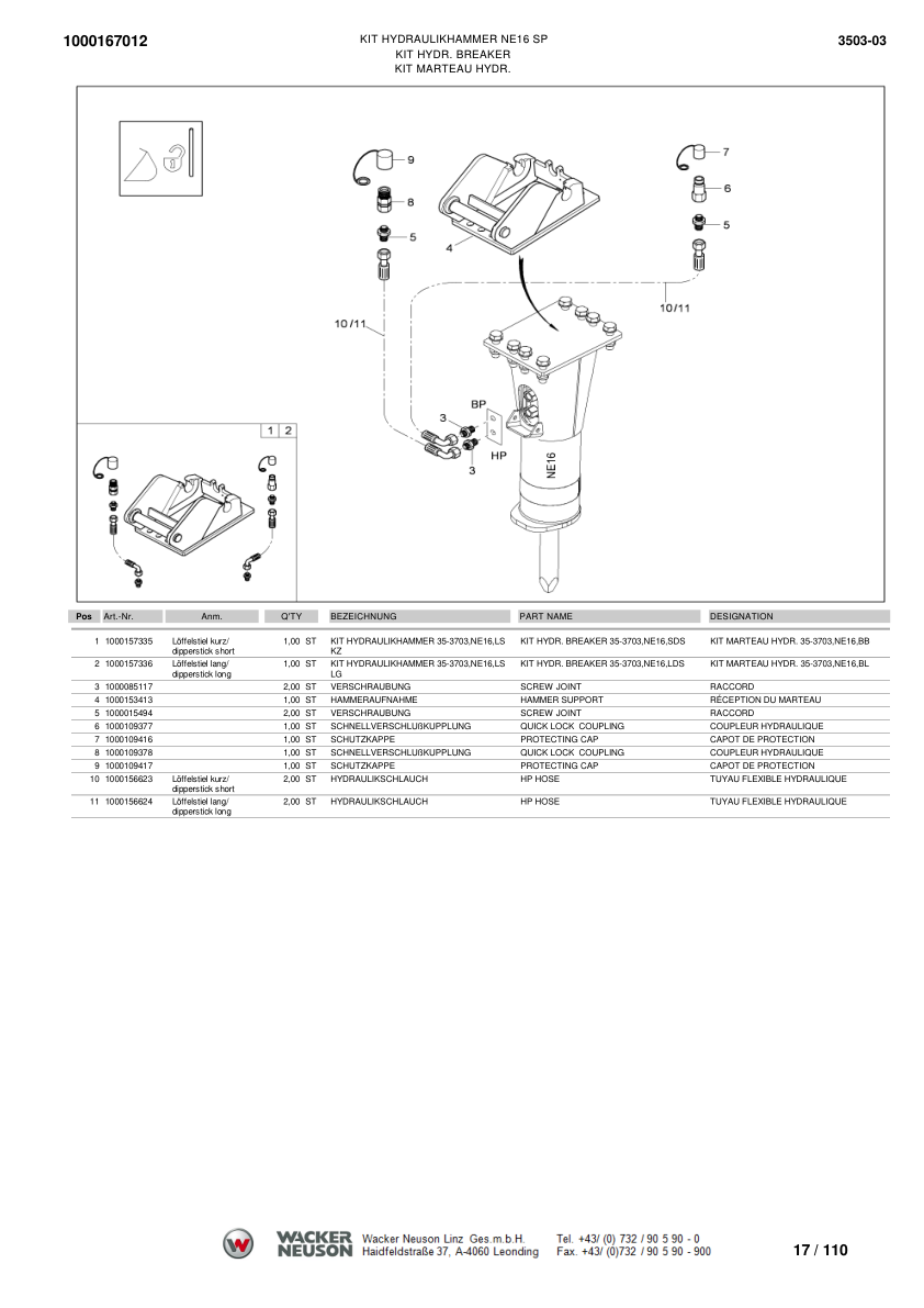 Wacker Neuson 3503 EPA3 Crawler Excavator Parts Catalog SN from AG00593 v2.8 - Image 14
