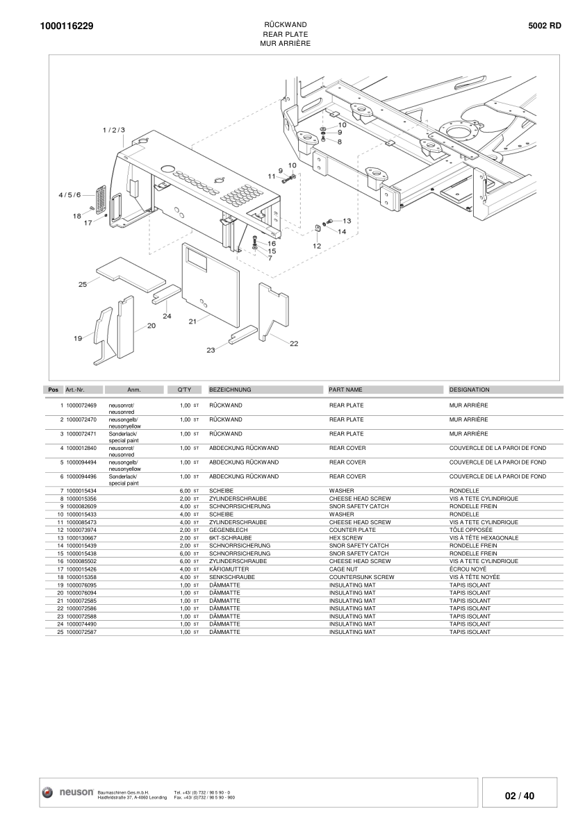 Wacker Neuson 5002RD Excavator Parts Catalog SN from 000989 1998 AA00023 v10.2 - Image 17