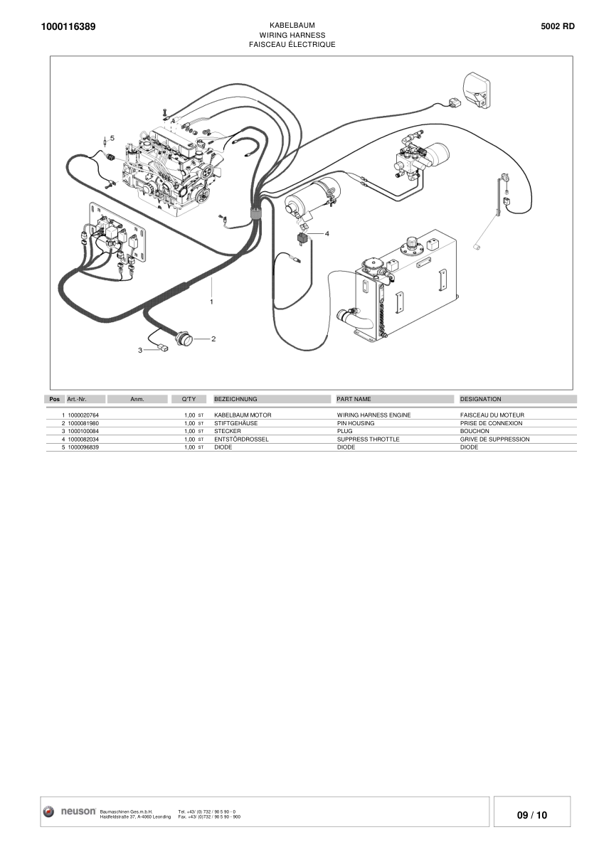 Wacker Neuson 5002RD Excavator Parts Catalog SN from 000989 1998 AA00023 v10.2 - Image 14